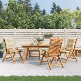 Reclining garden chairs and cushions 4 pcs solid teak wood by vidaXL, Garden chairs - Ref: Foro24-3196481, Price: 536,99 €, D...