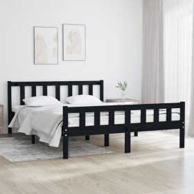 Small double bed frame black solid wood 120x190 cm by vidaXL, Beds and slatted bases - Ref: Foro24-810653, Price: 111,99 €, D...