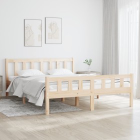 Estructura de cama madera maciza 120x190 cm de vidaXL, Camas y somieres - Ref: Foro24-810649, Precio: 114,44 €, Descuento: %