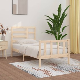 Estructura de cama madera maciza de pino 90x200 cm de vidaXL, Camas y somieres - Ref: Foro24-3107598, Precio: 92,30 €, Descue...