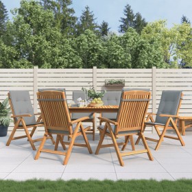 Reclining garden chairs and cushions 6 pcs solid teak wood by vidaXL, Garden chairs - Ref: Foro24-3196494, Price: 889,92 €, D...