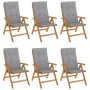 Reclining garden chairs and cushions 6 pcs solid teak wood by vidaXL, Garden chairs - Ref: Foro24-3196494, Price: 884,33 €, D...