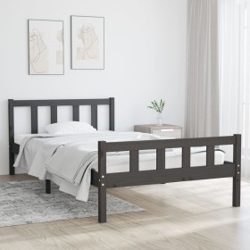 Grauer Massivholzbettrahmen 90x200 cm von vidaXL, Betten und Lattenroste - Ref: Foro24-810666, Preis: 82,29 €, Rabatt: %