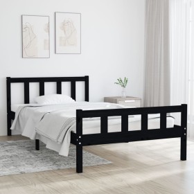 Black solid wood bed frame 100x200 cm by vidaXL, Beds and slatted bases - Ref: Foro24-810673, Price: 87,57 €, Discount: %