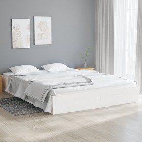 Estructura de cama de madera maciza blanca 140x190 cm de vidaXL, Camas y somieres - Ref: Foro24-820083, Precio: 115,41 €, Des...