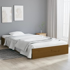 Honey brown solid wood bed frame 100x200 cm by vidaXL, Beds and slatted bases - Ref: Foro24-820055, Price: 84,99 €, Discount: %