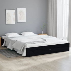 Estructura de cama madera maciza negra 120x190 cm de vidaXL, Camas y somieres - Ref: Foro24-820076, Precio: 104,22 €, Descuen...