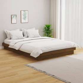 Estructura de cama madera maciza marrón miel 120x200 cm de vidaXL, Camas y somieres - Ref: Foro24-819905, Precio: 158,68 €, D...