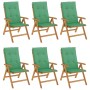 Reclining garden chairs and cushions 6 pcs solid teak wood by vidaXL, Garden chairs - Ref: Foro24-3196498, Price: 844,81 €, D...