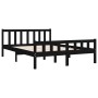 Estructura de cama doble madera maciza negra 135x190 cm de vidaXL, Camas y somieres - Ref: Foro24-810658, Precio: 116,52 €, D...