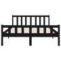 Black solid wood double bed frame 135x190 cm by vidaXL, Beds and slatted bases - Ref: Foro24-810658, Price: 116,52 €, Discoun...