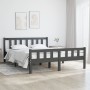 Estructura de cama de madera maciza gris 140x190 cm de vidaXL, Camas y somieres - Ref: Foro24-810661, Precio: 126,20 €, Descu...