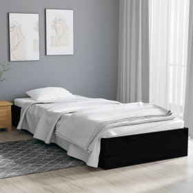 Black single solid wood bed frame 75x190 cm by vidaXL, Beds and slatted bases - Ref: Foro24-820066, Price: 75,98 €, Discount: %