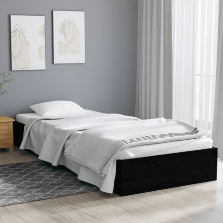 Estructura de cama madera maciza individual negra 75x190 cm de vidaXL, Camas y somieres - Ref: Foro24-820066, Precio: 75,98 €...