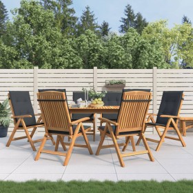 Reclining garden chairs and cushions 6 pcs solid teak wood by vidaXL, Garden chairs - Ref: Foro24-3196500, Price: 908,92 €, D...