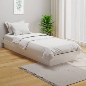 Estructura de cama madera maciza individual blanco 75x190 cm de vidaXL, Camas y somieres - Ref: Foro24-819933, Precio: 93,99 ...