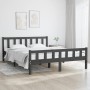 Estructura de cama de madera maciza gris 140x200 cm de vidaXL, Camas y somieres - Ref: Foro24-810681, Precio: 127,01 €, Descu...