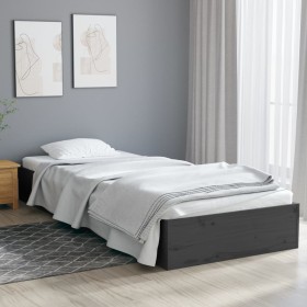 Estructura de cama individual madera maciza gris 75x190 cm de vidaXL, Camas y somieres - Ref: Foro24-820064, Precio: 76,99 €,...