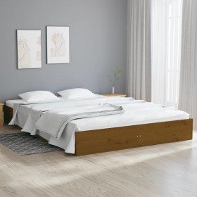 Estructura de cama madera maciza marrón miel 120x200 cm de vidaXL, Camas y somieres - Ref: Foro24-820050, Precio: 106,21 €, D...