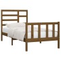 Honey brown solid pine wood bed frame 100x200 cm by vidaXL, Beds and slatted bases - Ref: Foro24-3107606, Price: 110,99 €, Di...