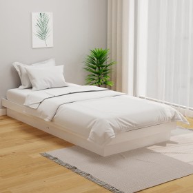 White solid wood bed frame 100x200 cm by vidaXL, Beds and slatted bases - Ref: Foro24-819898, Price: 105,38 €, Discount: %