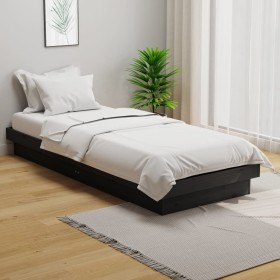 Estructura de cama individual madera maciza gris 75x190 cm de vidaXL, Camas y somieres - Ref: Foro24-819934, Precio: 129,99 €...