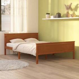 Estructura de cama madera maciza pino marrón miel 140x200 cm de vidaXL, Camas y somieres - Ref: Foro24-322191, Precio: 102,99...