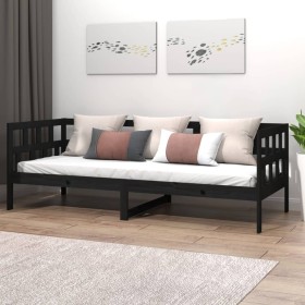 Solid black pine wood sofa bed 90x200 cm by vidaXL, Beds and slatted bases - Ref: Foro24-820211, Price: 128,08 €, Discount: %