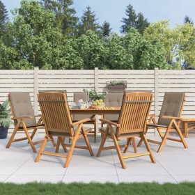 Reclining garden chairs and 6 solid teak wood cushions by vidaXL, Garden chairs - Ref: Foro24-3196501, Price: 812,99 €, Disco...