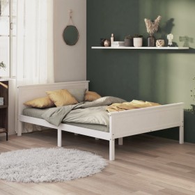 Solid white pine wood bed frame 160x200 cm by vidaXL, Beds and slatted bases - Ref: Foro24-322185, Price: 146,99 €, Discount: %