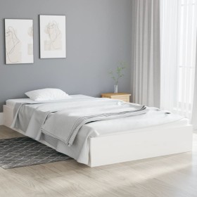 White solid wood bed frame 100x200 cm by vidaXL, Beds and slatted bases - Ref: Foro24-820053, Price: 108,67 €, Discount: %