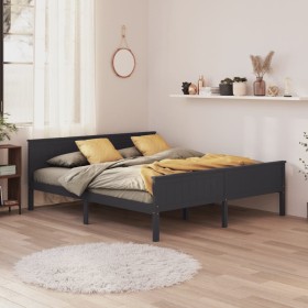 Estructura de cama madera maciza de pino gris 180x200 cm de vidaXL, Camas y somieres - Ref: Foro24-322207, Precio: 160,99 €, ...