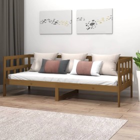 Sofá cama de madera maciza de pino marrón miel 90x190 cm de vidaXL, Camas y somieres - Ref: Foro24-820220, Precio: 102,99 €, ...