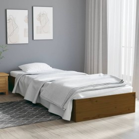 Estructura de cama madera maciza marrón miel 75x190 cm de vidaXL, Camas y somieres - Ref: Foro24-820065, Precio: 92,46 €, Des...