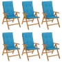 Reclining garden chairs and cushions 6 pcs solid teak wood by vidaXL, Garden chairs - Ref: Foro24-3196497, Price: 886,49 €, D...