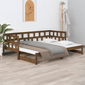 Sofá cama extraíble madera maciza pino marrón miel 2x(90x190)cm de vidaXL, Camas y somieres - Ref: Foro24-820235, Precio: 165...