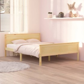 Solid pine wood bed frame 140x200 cm by vidaXL, Beds and slatted bases - Ref: Foro24-322177, Price: 100,99 €, Discount: %