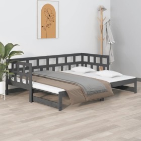 Removable sofa bed solid gray pine wood 2x(90x200) cm by vidaXL, Beds and slatted bases - Ref: Foro24-820224, Price: 196,44 €...