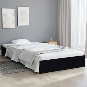 Black solid wood bed frame 90x200 cm by vidaXL, Beds and slatted bases - Ref: Foro24-820061, Price: 102,99 €, Discount: %