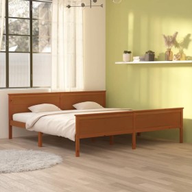 Estructura de cama madera maciza pino marrón miel 200x200 cm de vidaXL, Camas y somieres - Ref: Foro24-322194, Precio: 104,63...