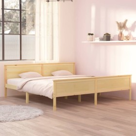 Solid pine wood bed frame 200x200 cm by vidaXL, Beds and slatted bases - Ref: Foro24-322180, Price: 103,18 €, Discount: %