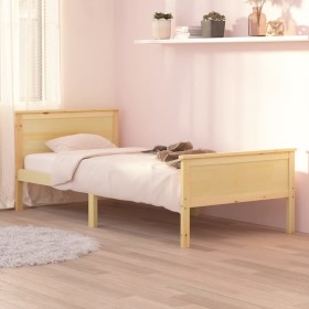 Estructura de cama madera maciza de pino 100x200 cm de vidaXL, Camas y somieres - Ref: Foro24-322175, Precio: 91,75 €, Descue...