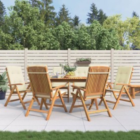 Reclining garden chairs and cushions 6 pcs solid teak wood by vidaXL, Garden chairs - Ref: Foro24-3196495, Price: 889,89 €, D...