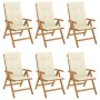 Reclining garden chairs and cushions 6 pcs solid teak wood by vidaXL, Garden chairs - Ref: Foro24-3196495, Price: 849,15 €, D...