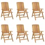 Reclining garden chairs and cushions 6 pcs solid teak wood by vidaXL, Garden chairs - Ref: Foro24-3196495, Price: 849,15 €, D...