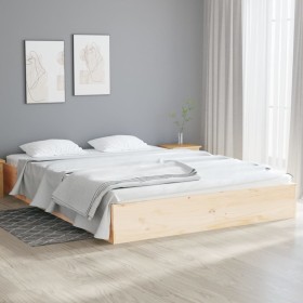 Solid wood double bed frame 135x190 cm by vidaXL, Beds and slatted bases - Ref: Foro24-820077, Price: 96,12 €, Discount: %