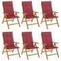 Reclining garden chairs and cushions 6 pcs solid teak wood by vidaXL, Garden chairs - Ref: Foro24-3196502, Price: 817,42 €, D...