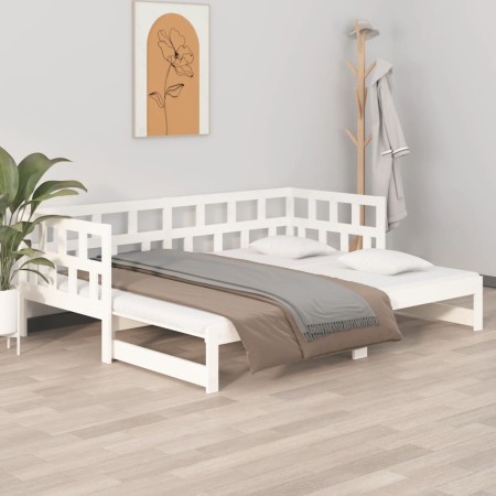 Sofá cama extraíble madera maciza de pino blanco 2x(90x200) cm de vidaXL, Camas y somieres - Ref: Foro24-820223, Precio: 237,...