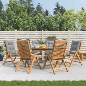 Reclining garden chairs and cushions 6 pcs solid teak wood by vidaXL, Garden chairs - Ref: Foro24-3196509, Price: 806,99 €, D...