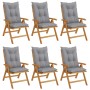 Reclining garden chairs and cushions 6 pcs solid teak wood by vidaXL, Garden chairs - Ref: Foro24-3196509, Price: 806,72 €, D...